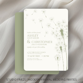 Invitación Boda Sage Green Dandelion