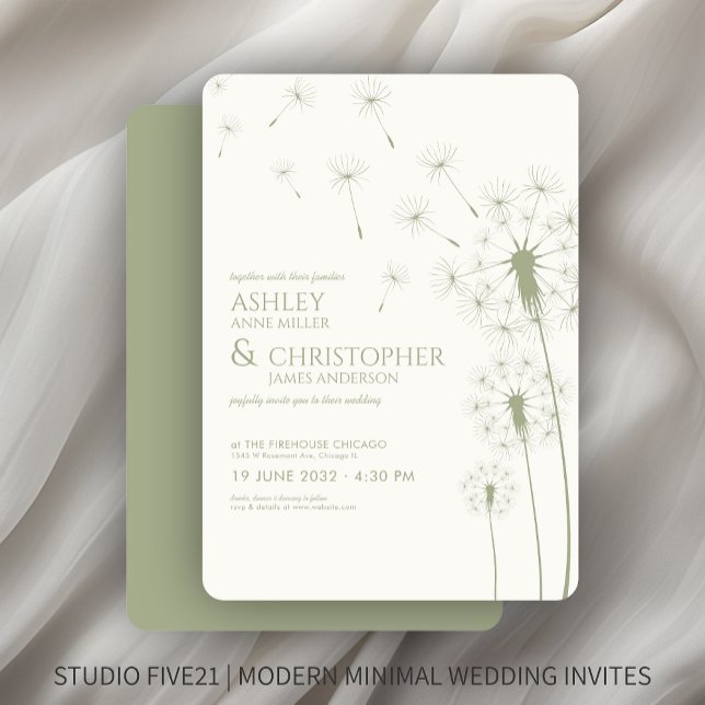 Invitación Boda Sage Green Dandelion (Subido por el creador)