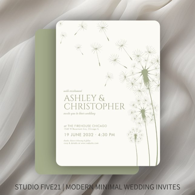 Invitación Boda Sage Green Dandelion (Subido por el creador)