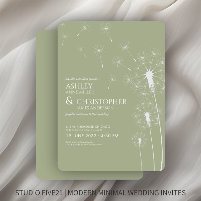 Invitación Boda Sage Green Dandelion (Subido por el creador)
