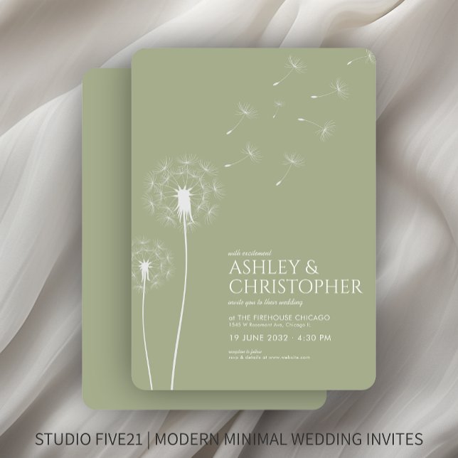 Invitación Boda Sage Green Dandelion (Subido por el creador)