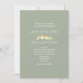 Invitación Boda Sage Green Gold Lovebirds