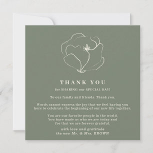 Invitación boda sage verde Indie rústico simple gracias