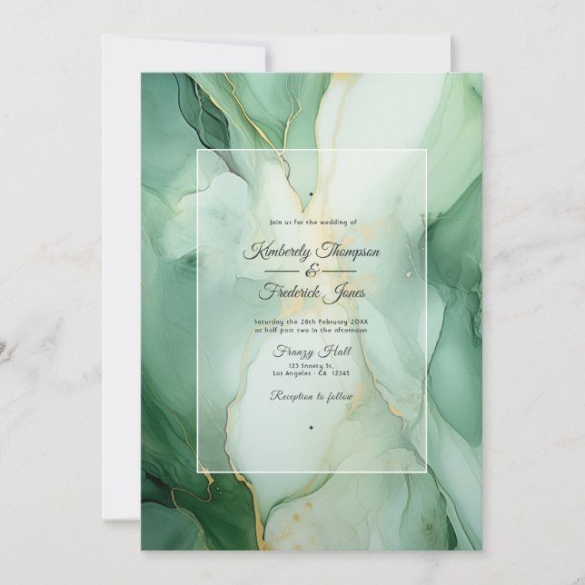 Invitación Boda Sage y Ivory Ink (Anverso)