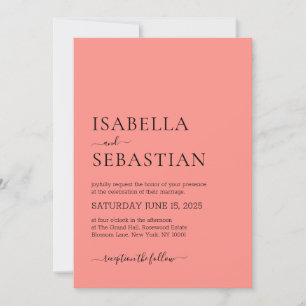 Invitación Boda Salmón Simple