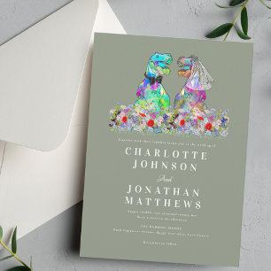Invitación Boda Salvaje Boho Flor Silvestre Verde Salvia Dino