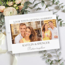 Invitación Boda Salvar la fecha moderna 2 foto blanca