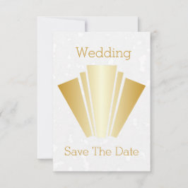 Invitación Boda Salvar La Fecha Oro Art Deco Diseño