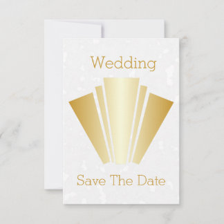 Invitación Boda Salvar La Fecha Oro Art Deco Diseño