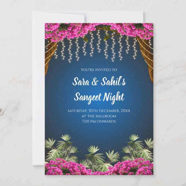 Invitación Boda Sangeet card & Indian Sangeet invite (Anverso)
