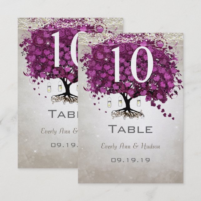 Invitación Boda Sangria de la hoja cardíaca Número de tabla (Anverso / Reverso)