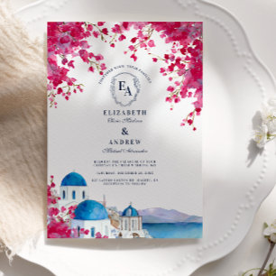 Invitación Boda Santorini Blue Dome Bougainvillea