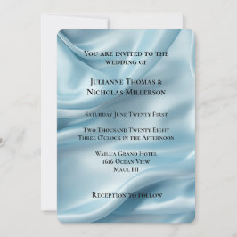 Invitación Boda satinado Feminine Light Blue Faux