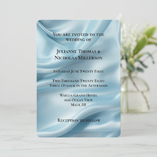 Invitación Boda satinado Feminine Light Blue Faux