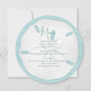 Invitación Boda Script Beach Elegant Sand Dollar Menú