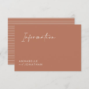 Invitación Boda script información moderna de terracota