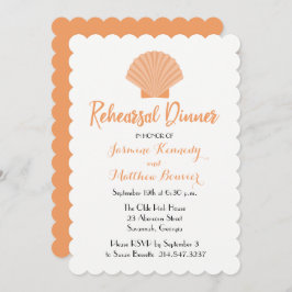 Invitación Boda Seashell, Naranja de ensayo náutico