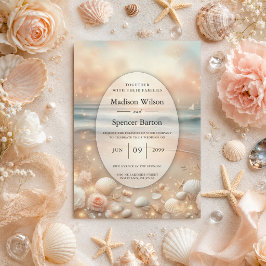 Invitación Boda Seaside Sparkle y Sunset Dreams