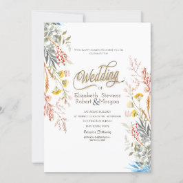 Invitación Boda seco de flor silvestre de primavera colorida