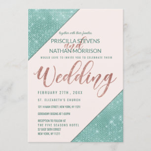 Invitación Boda secuencial de Purpurinas de imitación azul ro