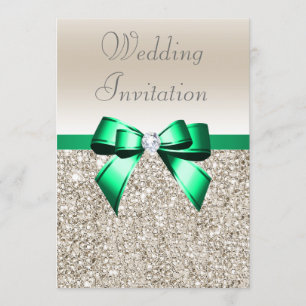 Invitación Boda Secuencias de Champagne Shamrock Green Bow