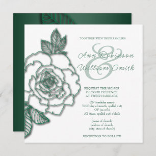 Invitación Boda selecta de plata verde esmeralda