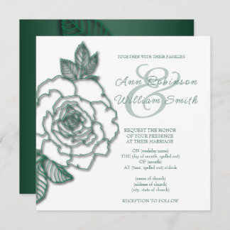 Invitación Boda selecta de plata verde esmeralda
