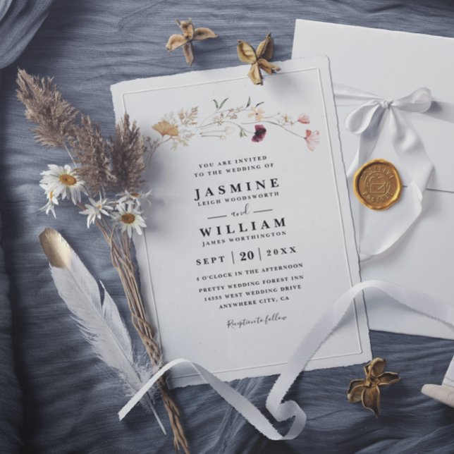 Invitación Boda sencilla bohemio flores silvestres rústica el (Subido por el creador)