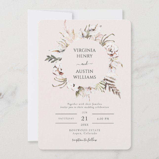 Invitación Boda Sencilla Boho (Anverso)