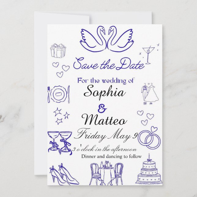 Invitación Boda sencilla con gráficos (Anverso)