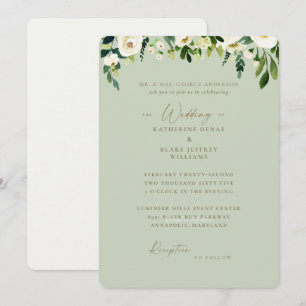 Invitación Boda sencilla de los padres de la novia con flores