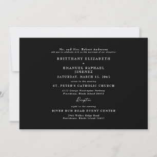 Invitación Boda sencilla de novia negra, padres elegantes