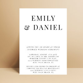 Invitación Boda sencilla, elegante, audaz e íntima en el juzg