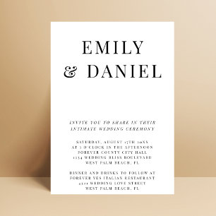 Invitación Boda sencilla, elegante, audaz e íntima en el juzg