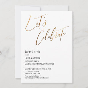 Invitación Boda Sencilla Fiesta Dorada para Celebrar