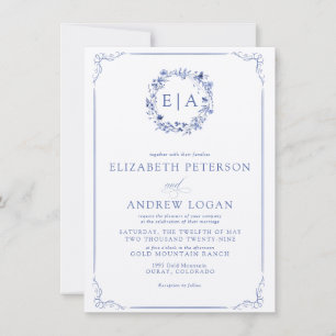 Invitación Boda Sencilla y Elegante con Caligrafía y Corona F