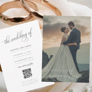 Invitación Boda sencilla y elegante con código QR y presupues
