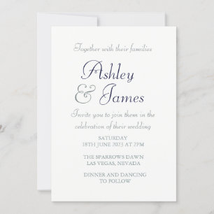 Invitación Boda sencillo azul azul blanco elegante estilo gui