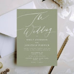 Invitación Boda sencillo blanco y verde sabio moderno<br><div class="desc">Sencilla Boda Moderna Blanca y Sage Green Invitación a un boda moderno formal o informal. Con una caligrafía moderna e impresionante.</div>