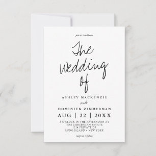 Invitación Boda sencillo con guión manual moderno minimalista