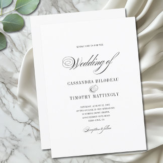 Invitación Boda sencillo de escritura divertida en blanco y n