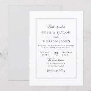 Invitación Boda sencillo de escritura gris blanco negro