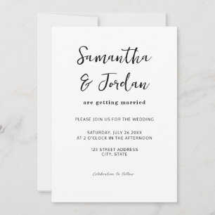 Invitación Boda sencillo de escritura moderna
