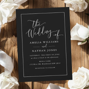 Invitación Boda sencillo de escritura rusa blanca