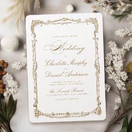 Invitación Boda sencillo de guión clásico del marco de la cos