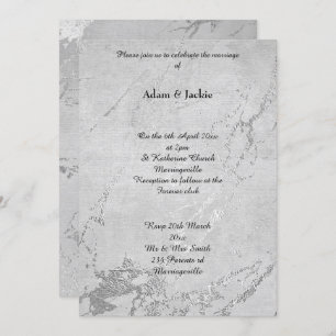 Invitación Boda sencillo de impresión de mármol gris plateado