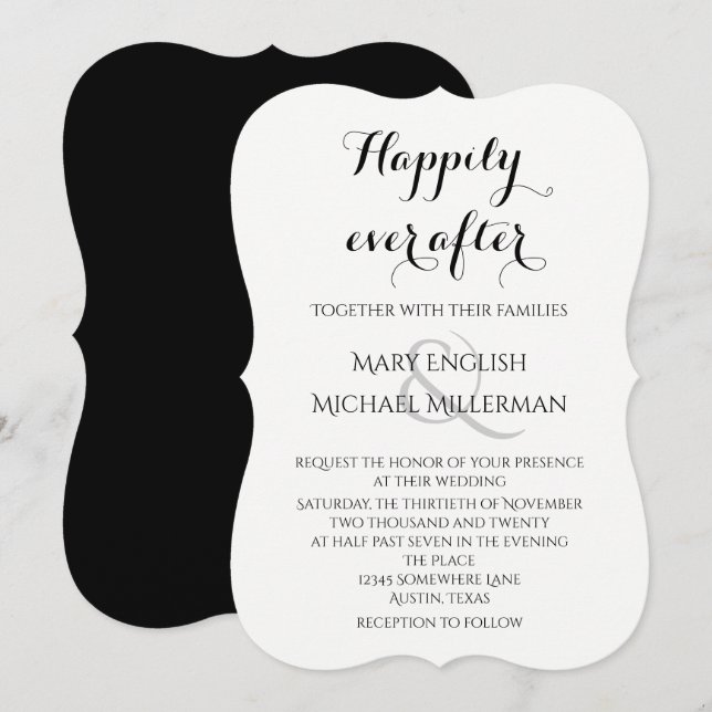 Invitación Boda Sencillo Elegante Feliz Cada Después (Anverso / Reverso)