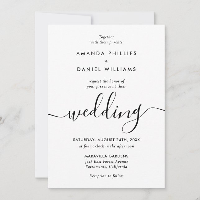 Invitación Boda sencillo elegante y moderno (Anverso)