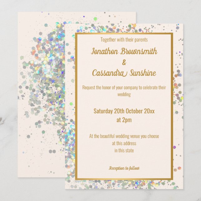 Invitación Boda SENCILLO MODERNO DE PASTEL DE ORO ROJO (Anverso / Reverso)