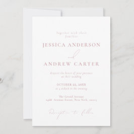 Invitación Boda sencillo rosa y blanco y polvoriento minimali